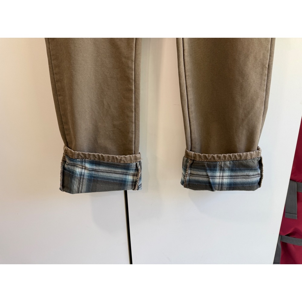 Lee Relaxed Fit Flannel Lined Canvas Pants Brown Plaid 34x36 112354009 - Picture 3 of 7
